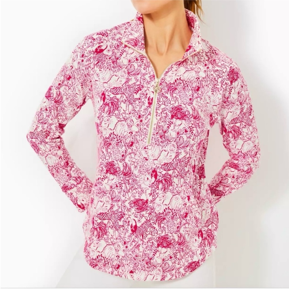 NWT Lilly Pulitzer UPF 50 Skipper Popover Raspberry Rouge Animal Magnetism